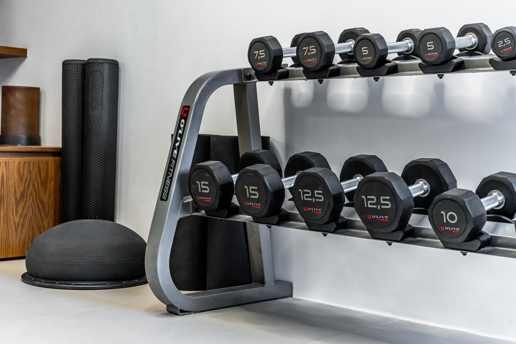 Orama Hotel&Spa Fira  Exteriér fotografie Dumbbells on a rack